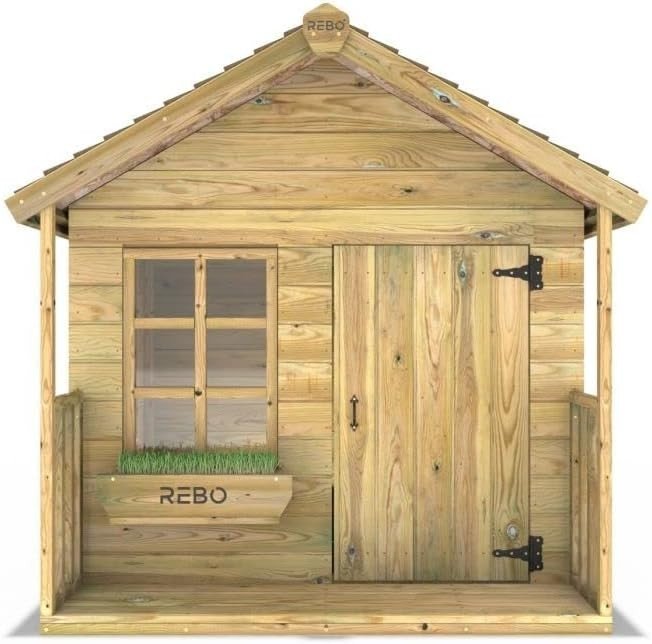 Large Wooden Garden Wendy House Kids Outdoor Play Shed 5x5ft - Kwikley