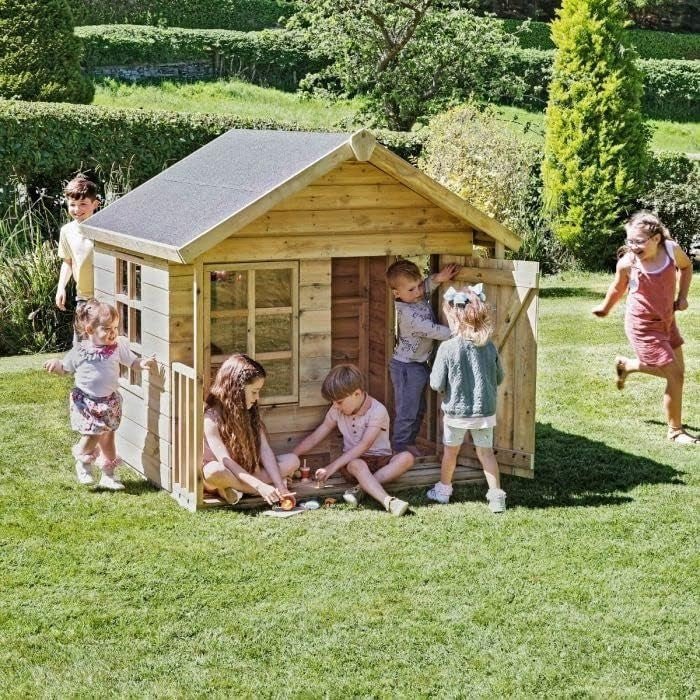 Large Wooden Garden Wendy House Kids Outdoor Play Shed 5x5ft - Kwikley