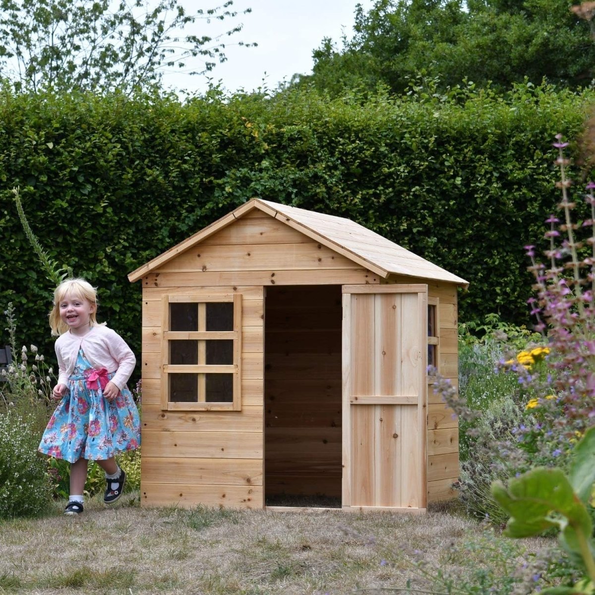 Large Wooden Kids Playhouse Indoor Outdoor Garden House Easy Build - Kwikley