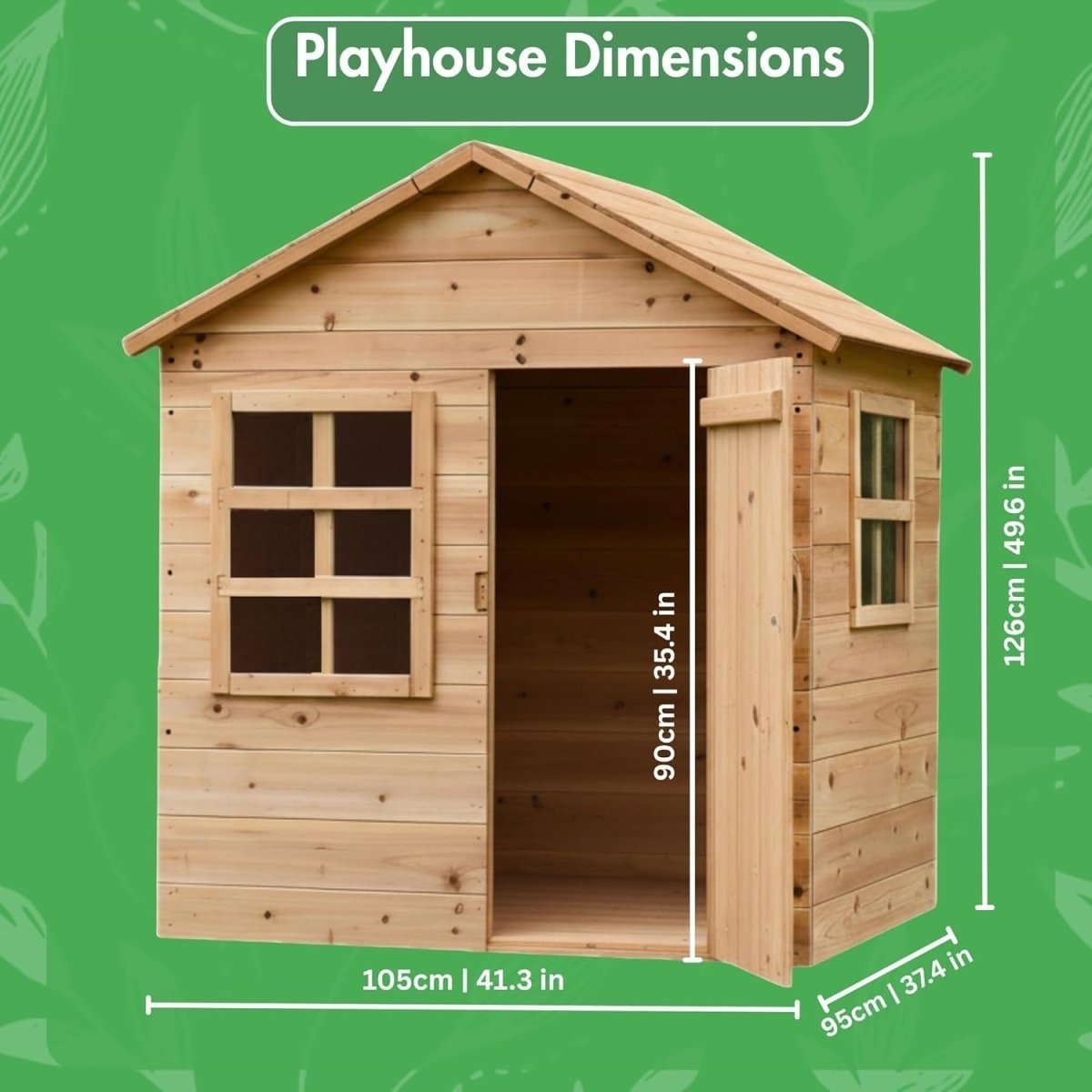 Large Wooden Kids Playhouse with Floor Indoor Outdoor Garden House - Kwikley