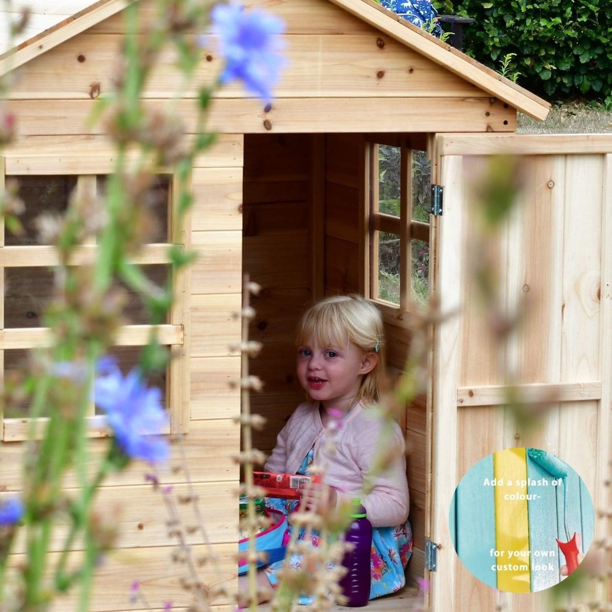 Large Wooden Kids Playhouse with Floor Indoor Outdoor Garden House - Kwikley