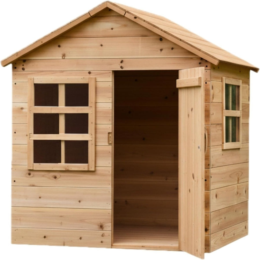 Large Wooden Kids Playhouse with Floor Indoor Outdoor Garden House - Kwikley