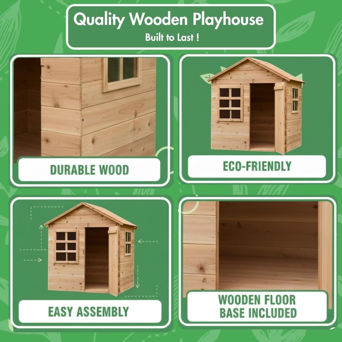 Large Wooden Kids Playhouse with Floor Indoor Outdoor Garden House - Kwikley