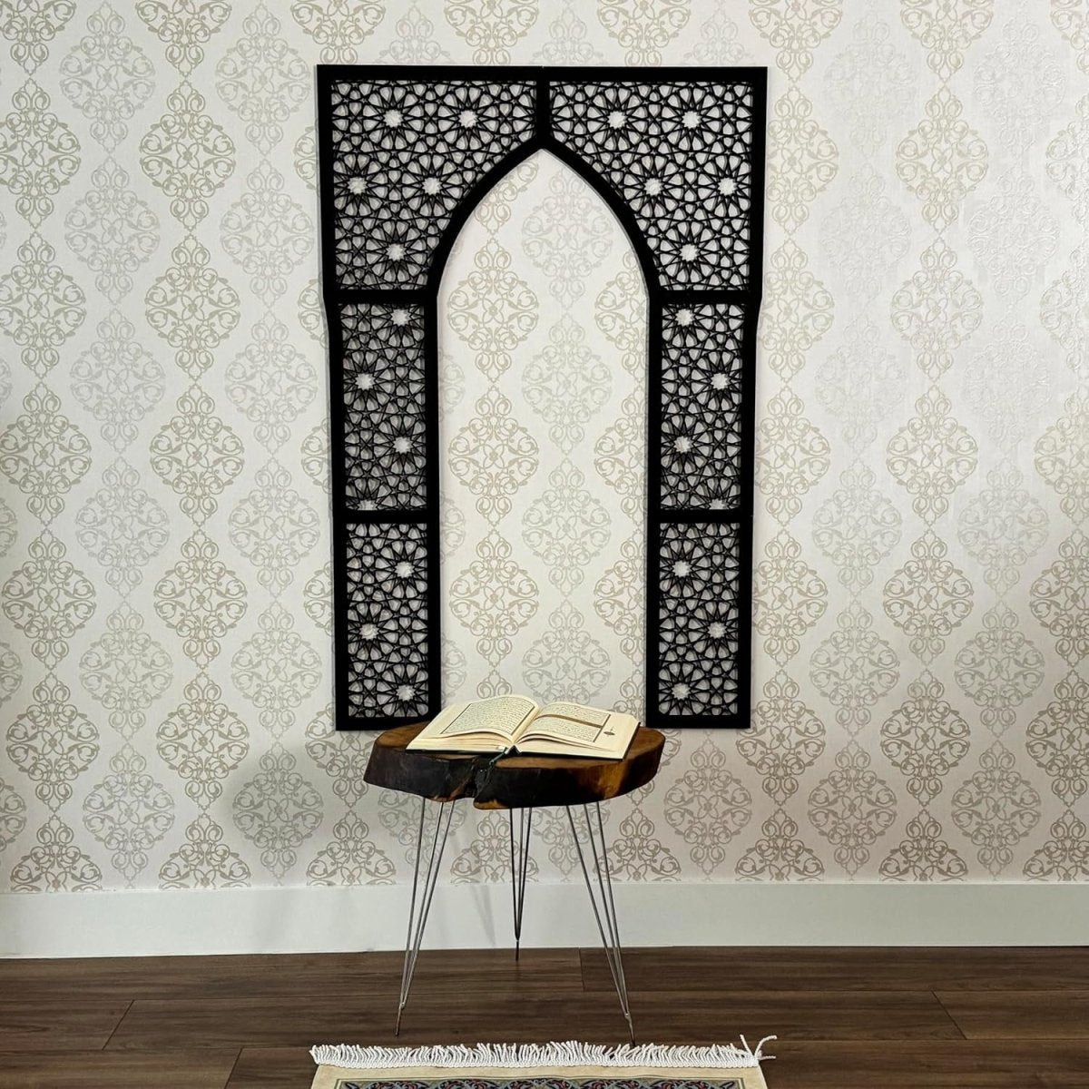 Large Wooden Mihrab Wall Art 180x120cm Islamic Prayer Decor - Kwikley