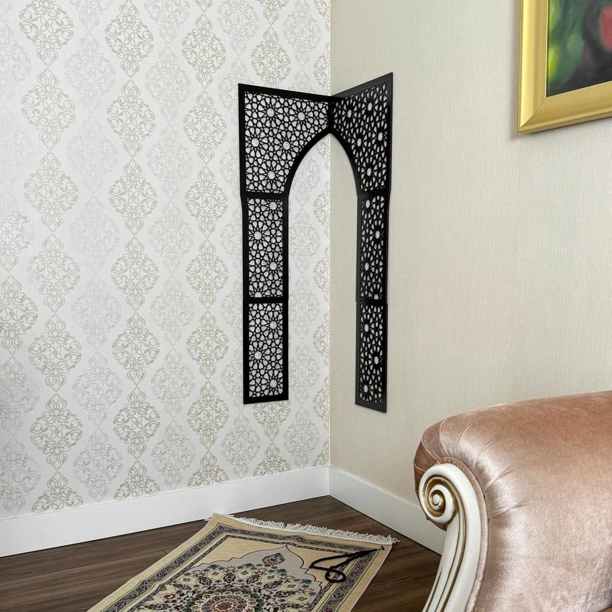 Large Wooden Mihrab Wall Art 180x120cm Islamic Prayer Decor - Kwikley