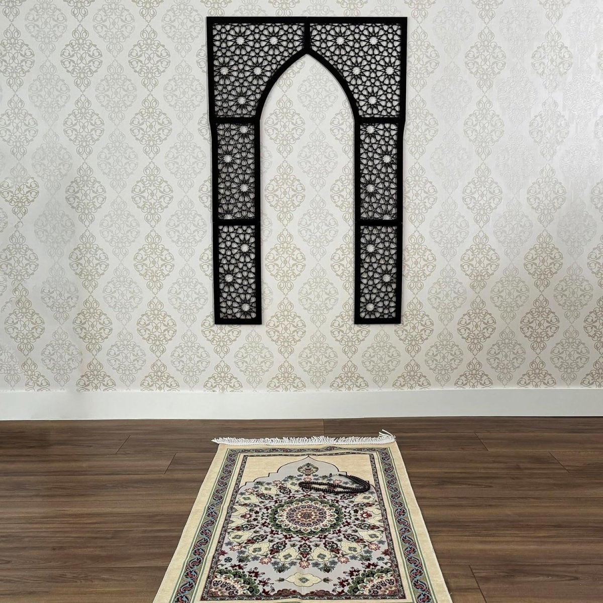 Large Wooden Mihrab Wall Art 180x120cm Islamic Prayer Decor - Kwikley
