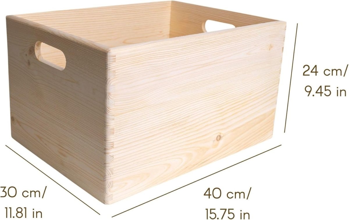 Large Wooden Storage Box with Lid 40x30x24cm Organizer for Home & Gifts - Kwikley