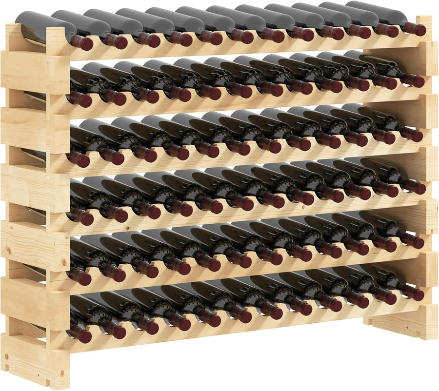 Large Wooden Wine Rack 6 Tier Shelf for 72 Bottles – Freestanding Storage Holder - Kwikley