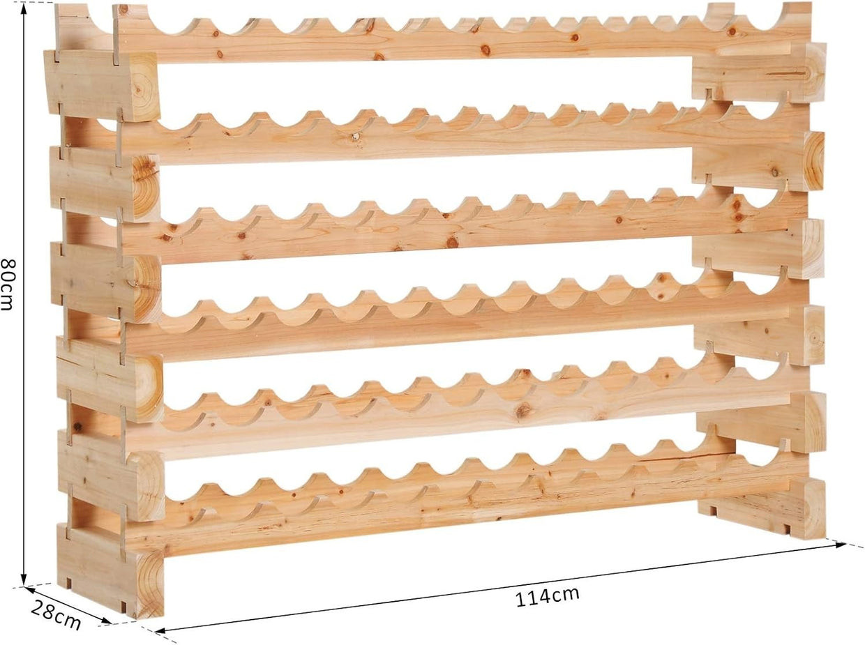 Large Wooden Wine Rack 6 Tier Shelf for 72 Bottles – Freestanding Storage Holder - Kwikley