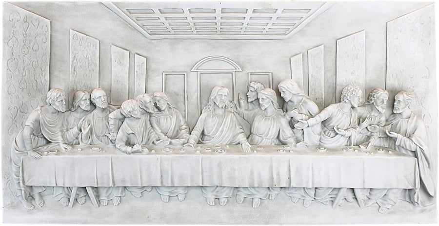 Last Supper Wall Sculpture 58cm Religious Stone Effect Plaque - Kwikley