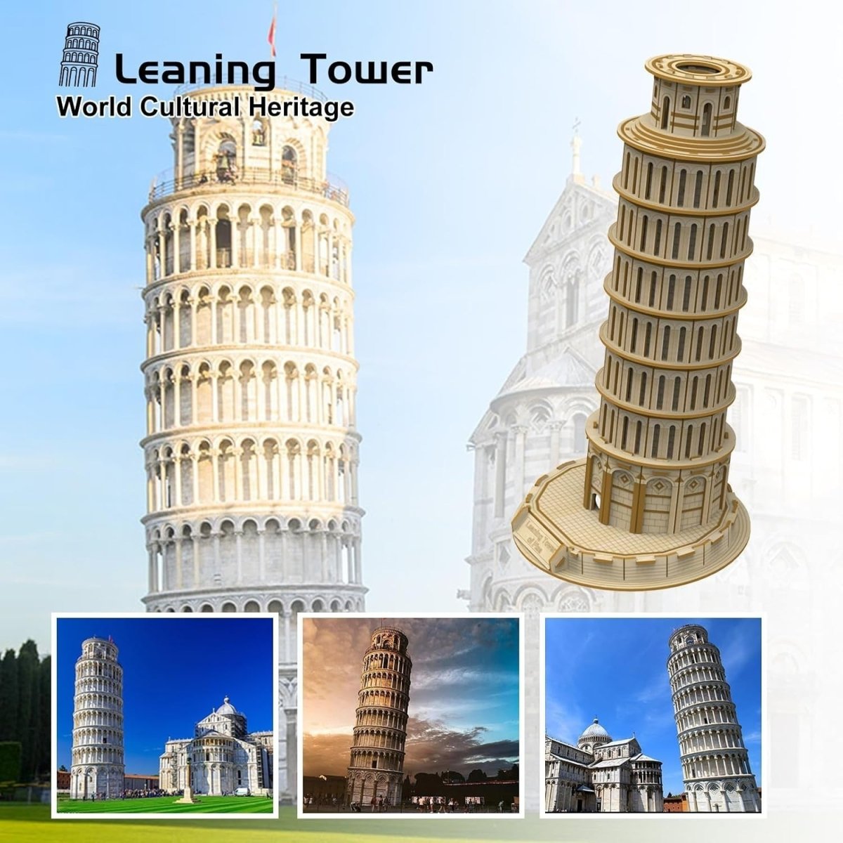 Leaning Tower of Pisa 3D Wooden Puzzle DIY Architecture Model 151PCS - Kwikley