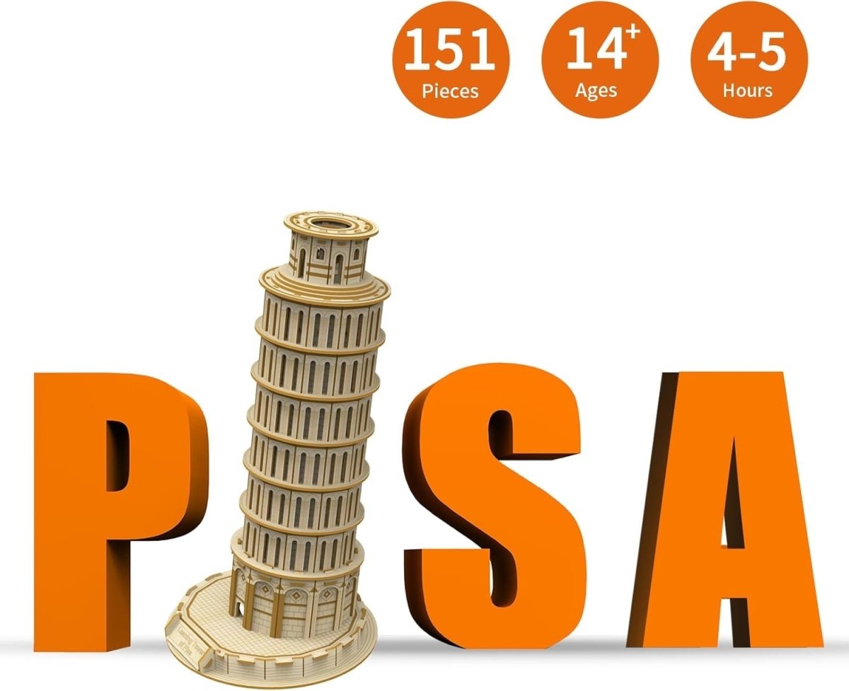 Leaning Tower of Pisa 3D Wooden Puzzle DIY Architecture Model 151PCS - Kwikley