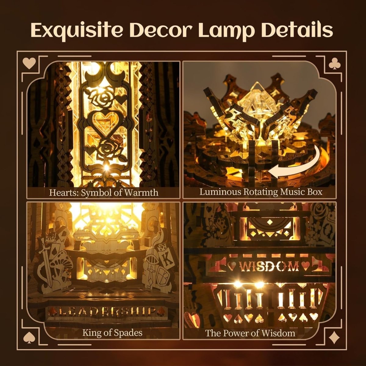 LED 3D Wooden Puzzle Lamp DIY Music Box Projector Night Light Decor - Kwikley