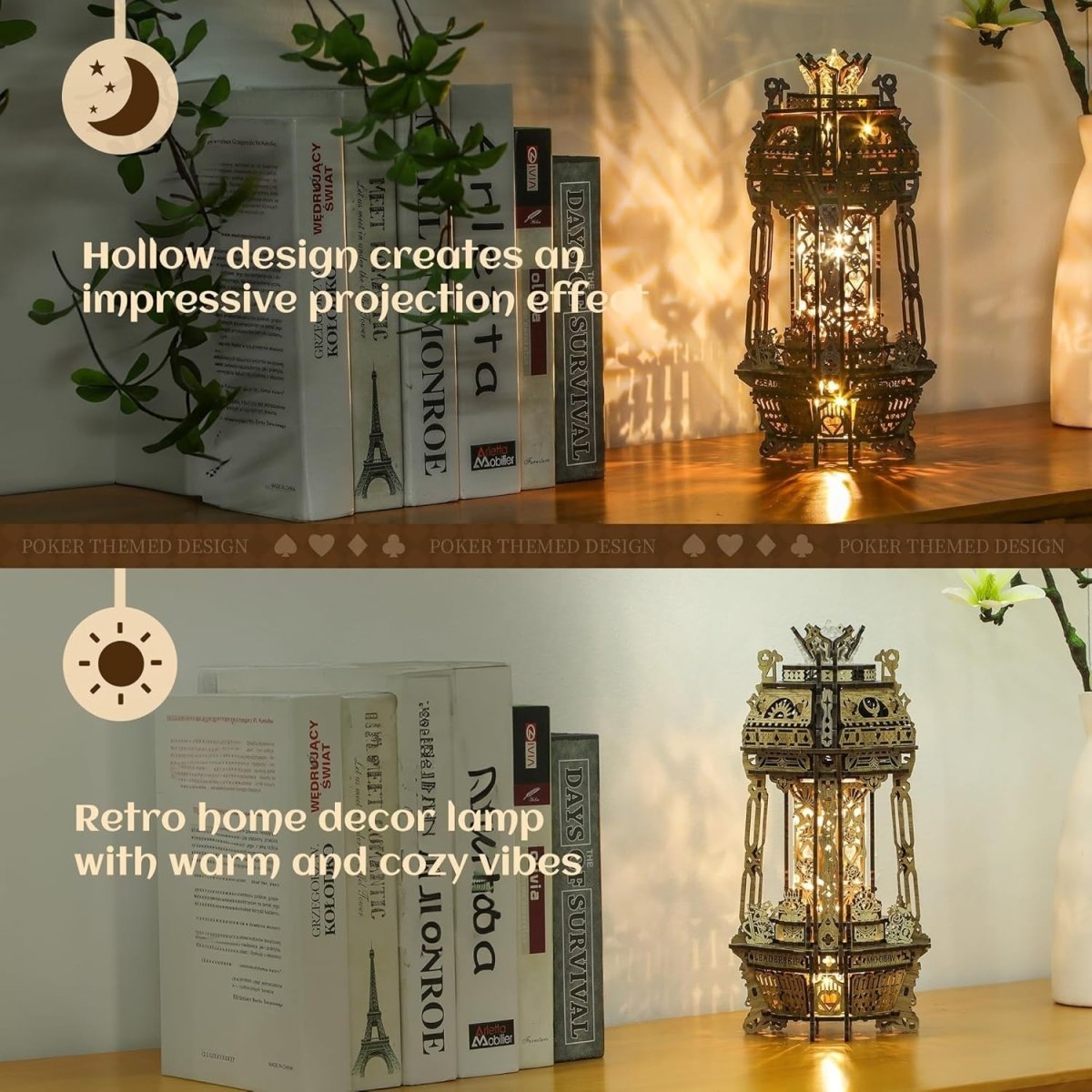 LED 3D Wooden Puzzle Lamp DIY Music Box Projector Night Light Decor - Kwikley