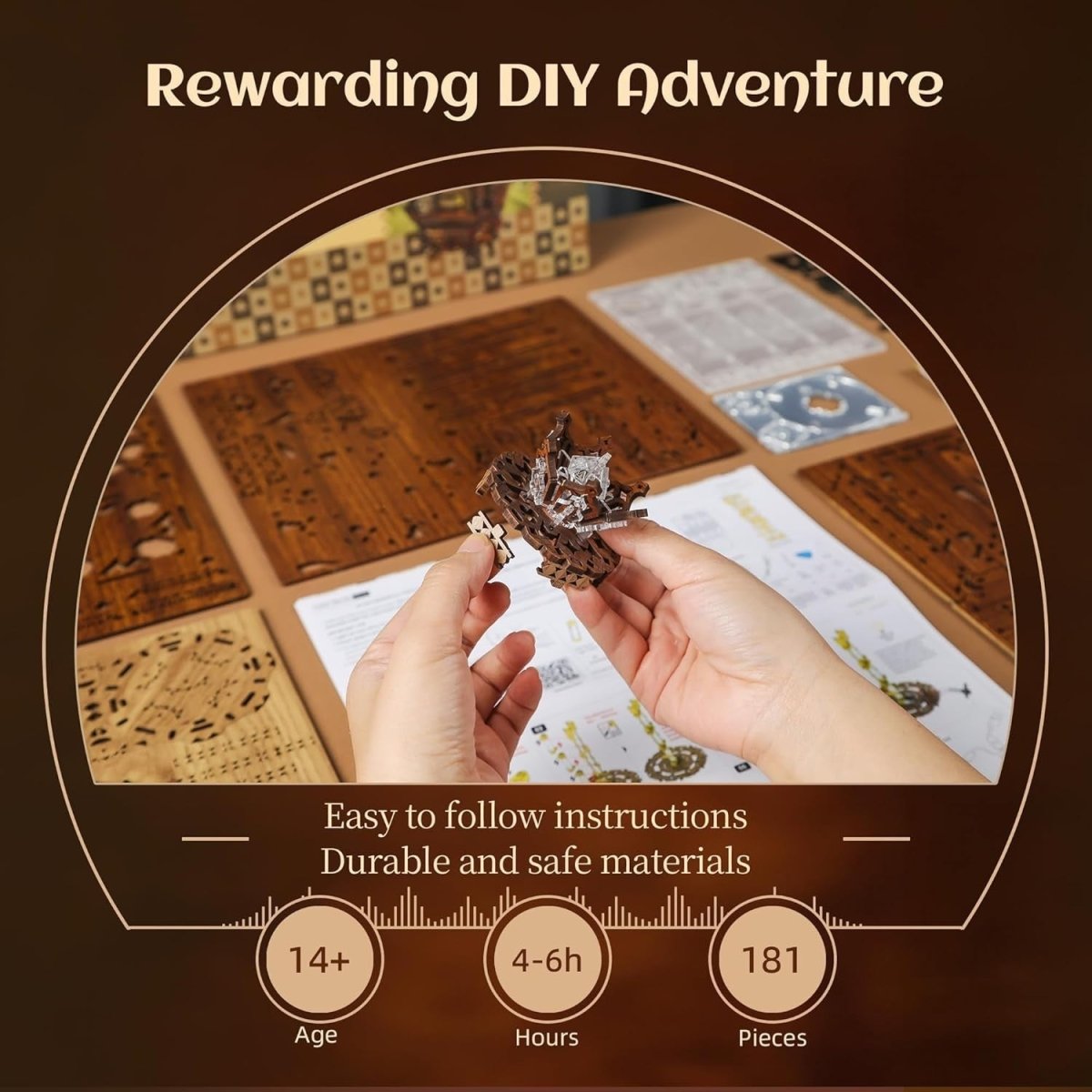 LED 3D Wooden Puzzle Projector Lamp DIY Music Box Night Light Decor - Kwikley