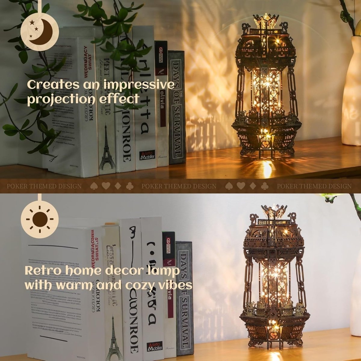 LED 3D Wooden Puzzle Projector Lamp DIY Music Box Night Light Decor - Kwikley