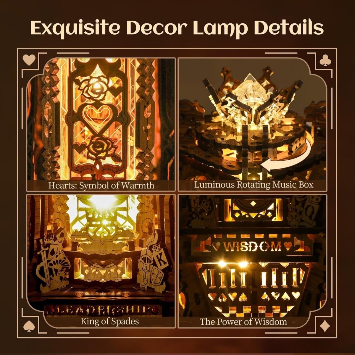 LED 3D Wooden Puzzle Projector Lamp DIY Music Box Night Light Decor - Kwikley