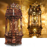 LED 3D Wooden Puzzle Projector Lamp DIY Music Box Night Light Decor