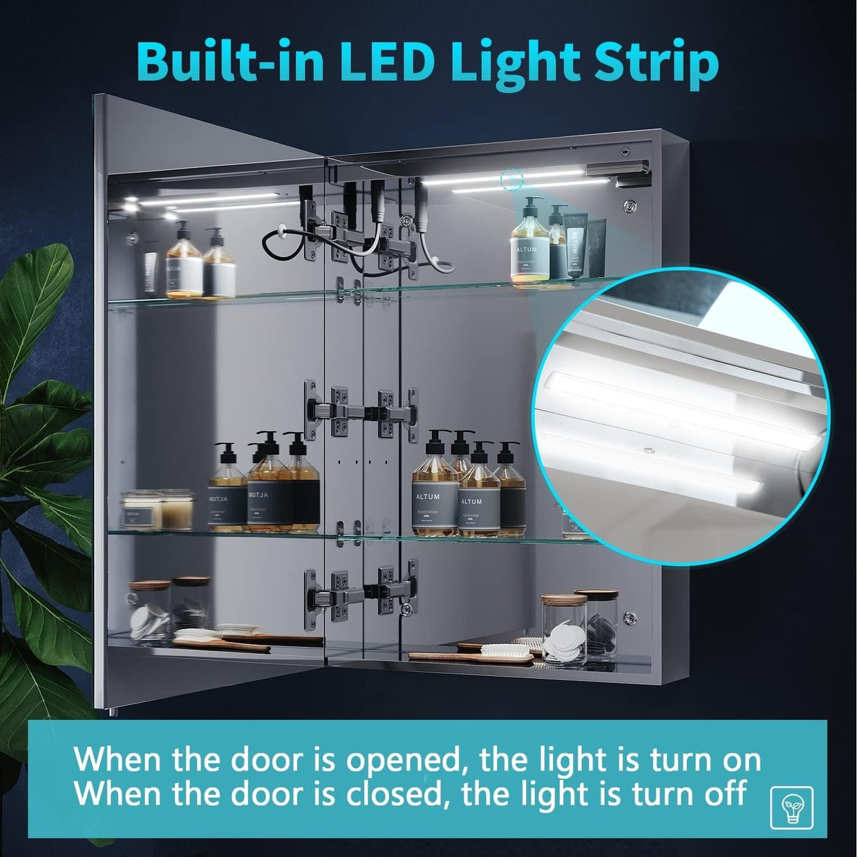 LED Bathroom Mirror Cabinet 500x700mm with Shaver Socket & Demister Pad - Kwikley