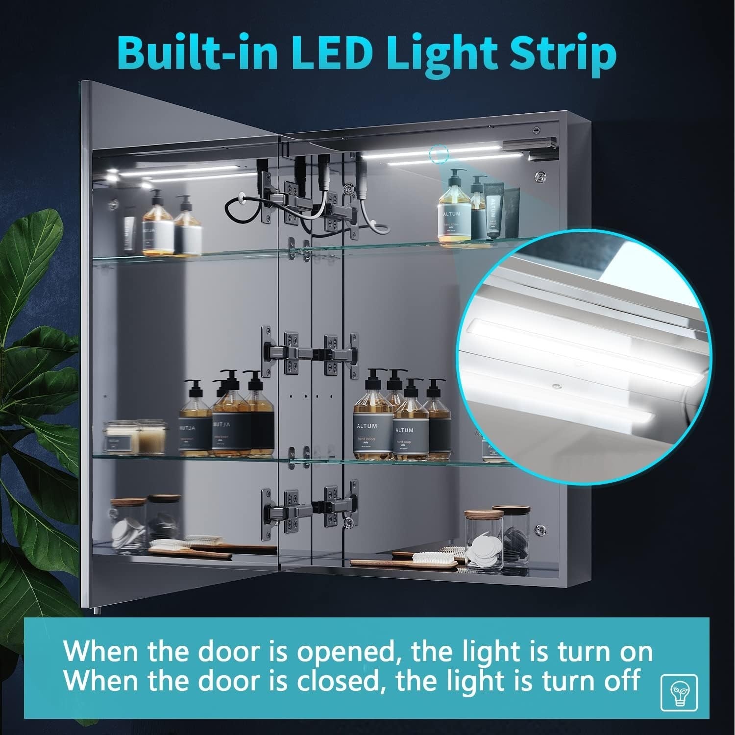 LED Bathroom Mirror Cabinet 500x700mm with Shaver Socket & Demister Pad - Kwikley