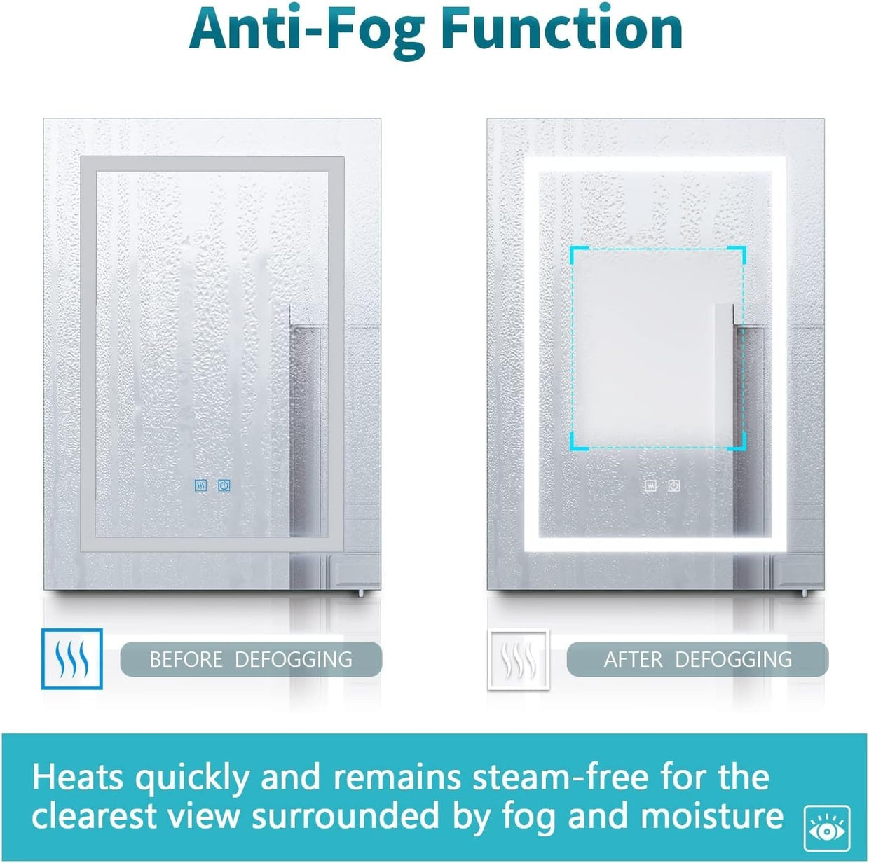LED Bathroom Mirror Cabinet 500x700mm with Shaver Socket & Demister Pad - Kwikley