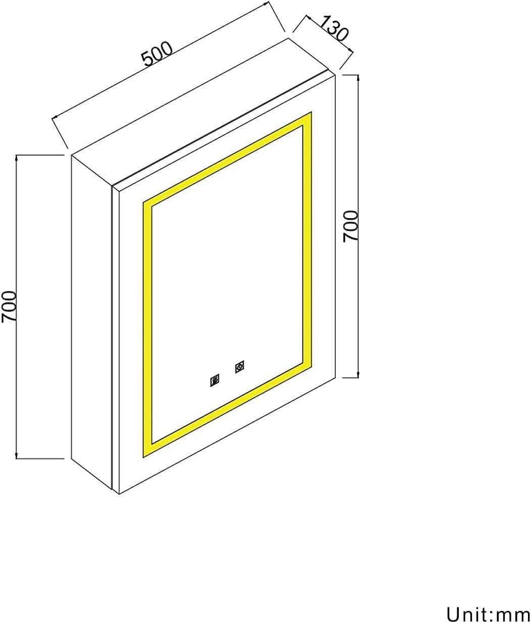 LED Bathroom Mirror Cabinet 500x700mm with Shaver Socket & Demister Pad - Kwikley