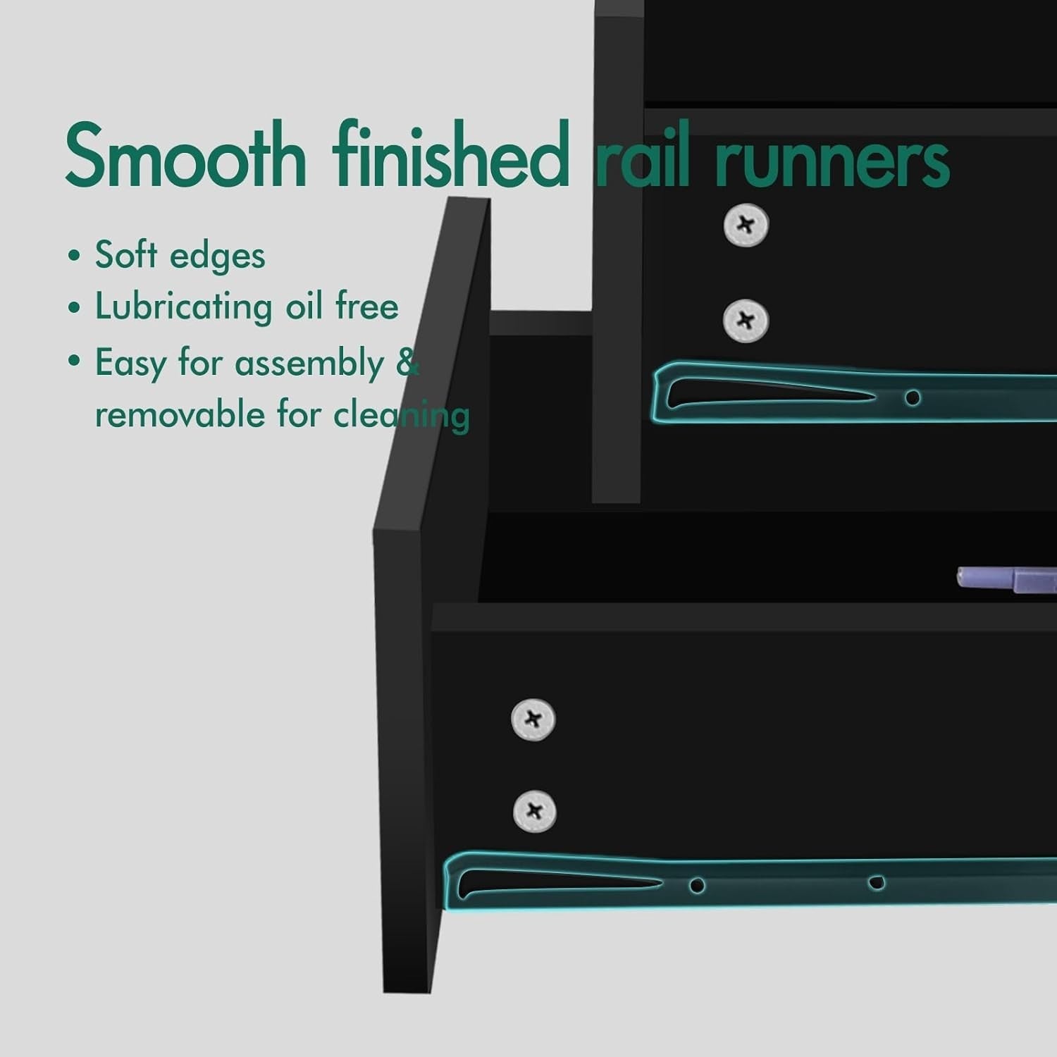 LED Bedside Table with 3 Drawers & RGB Lights | Modern Black - Kwikley