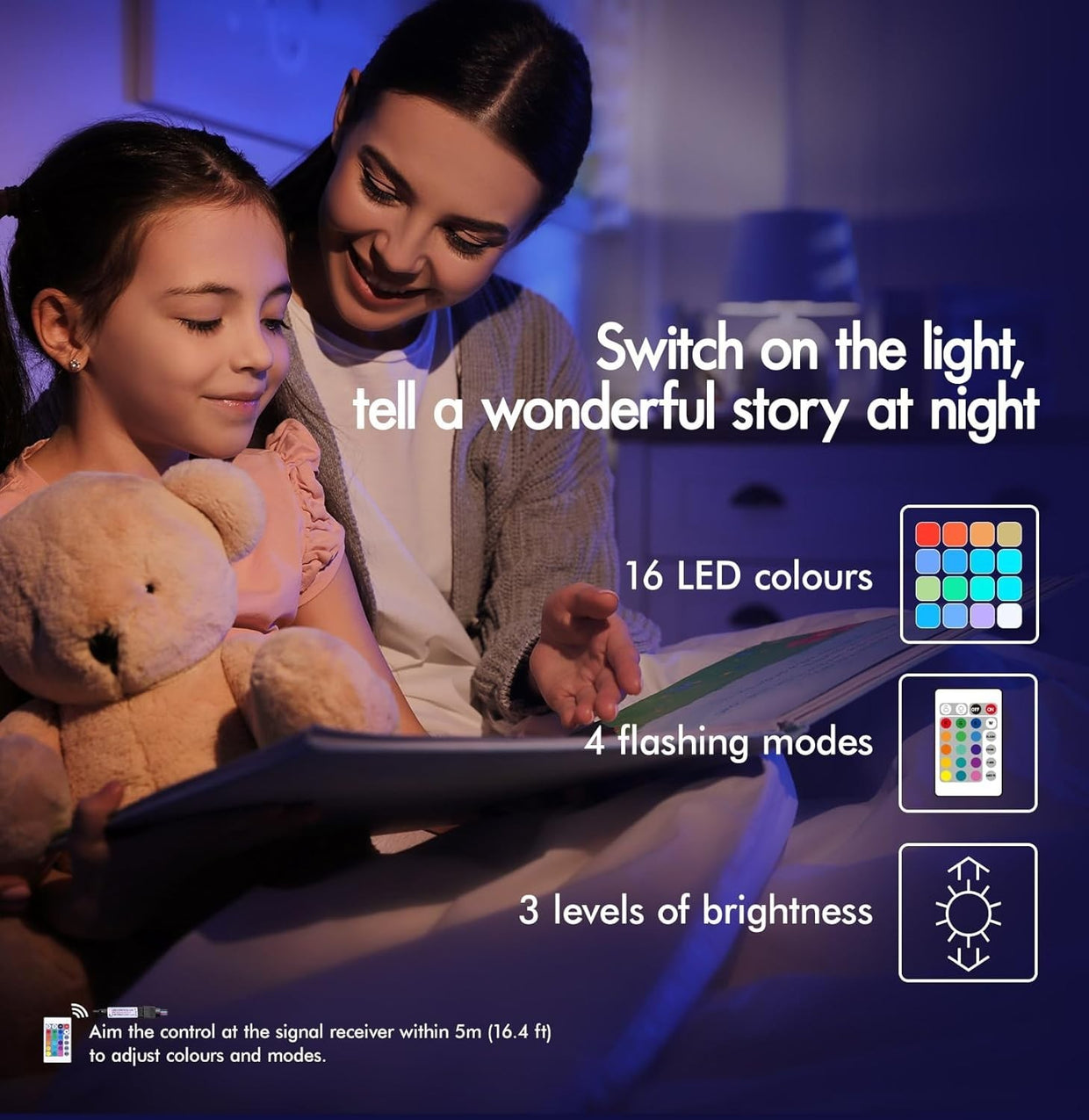 LED Bedside Table with 3 Drawers & RGB Lights | Modern Black - Kwikley