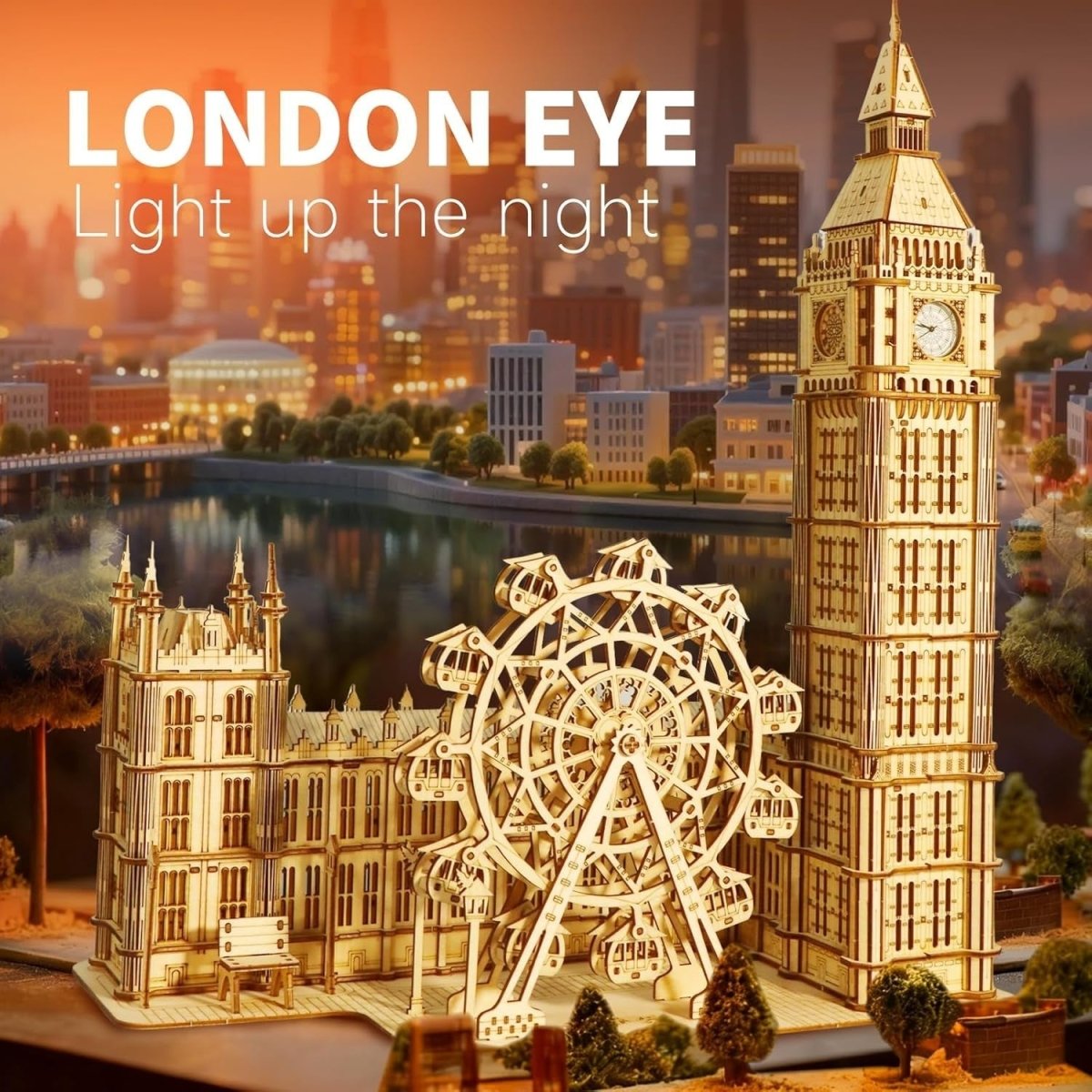 LED Big Ben Clock 3D Wooden Puzzle Ferris Wheel Model Kit Gift - Kwikley