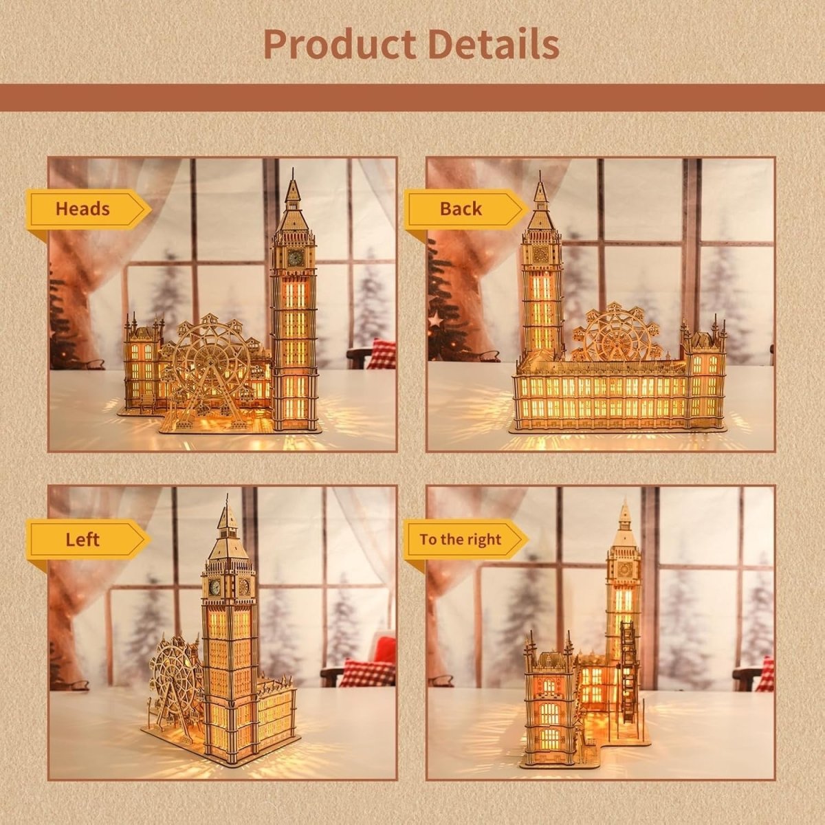 LED Big Ben Clock 3D Wooden Puzzle Ferris Wheel Model Kit Gift - Kwikley