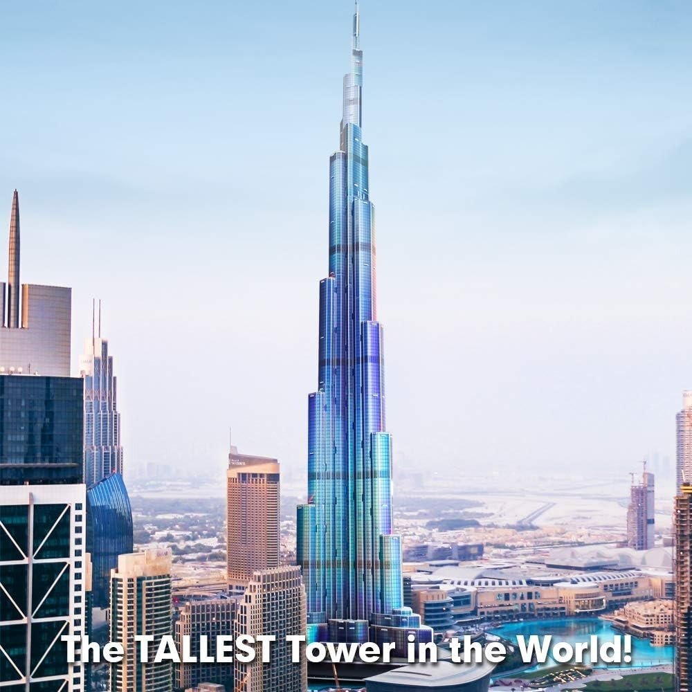 LED Burj Khalifa 3D Puzzle 136 Piece Dubai Tower Model Kit 146cm - Kwikley