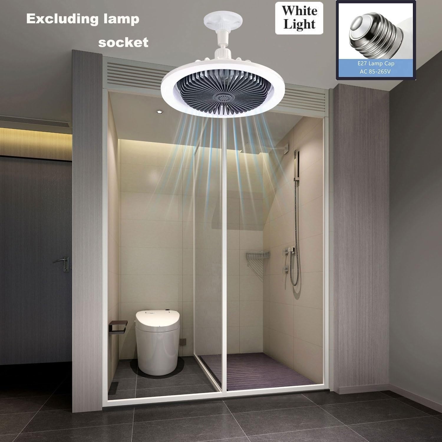 LED Ceiling Fan Light 3 Speeds 3 Colors Dark Grey - Kwikley