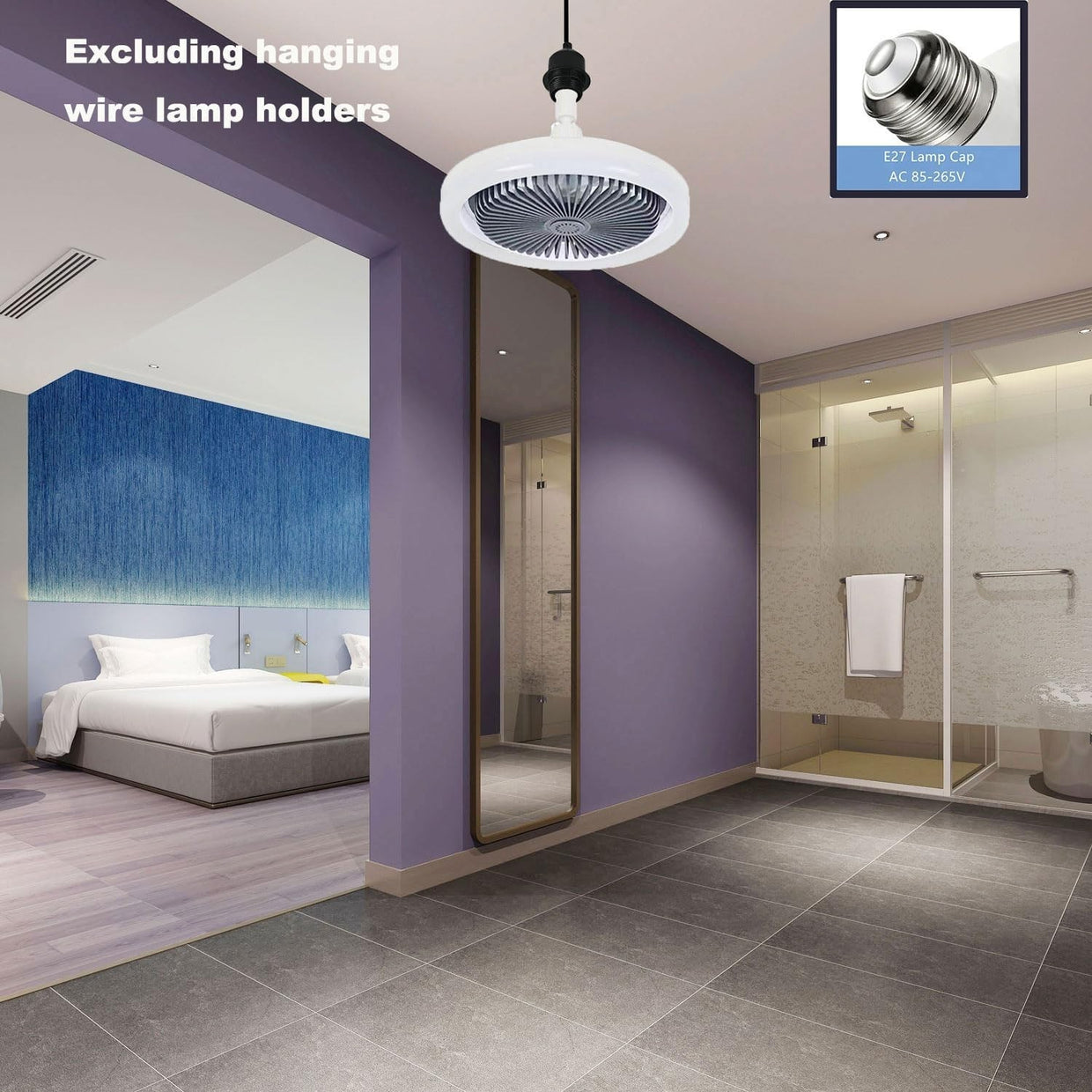 LED Ceiling Fan Light 3 Speeds 3 Colors Dark Grey - Kwikley