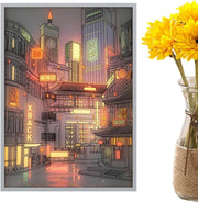 LED Cityscape Canvas Wall Art Night Scene Light Up 30x42cm - Kwikley