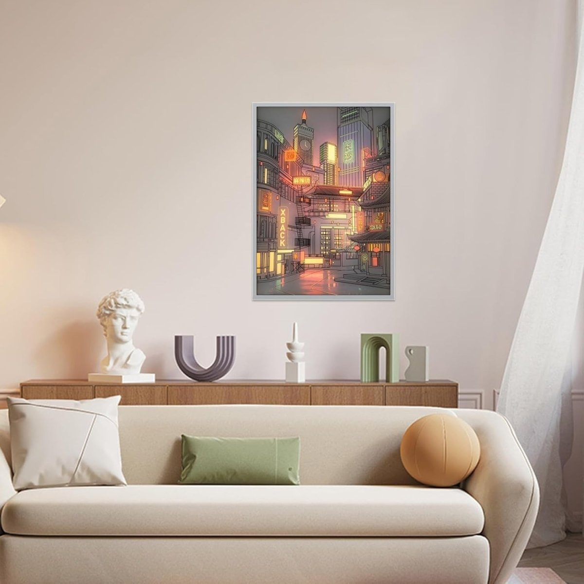 LED Cityscape Canvas Wall Art Night Scene Light Up 30x42cm - Kwikley