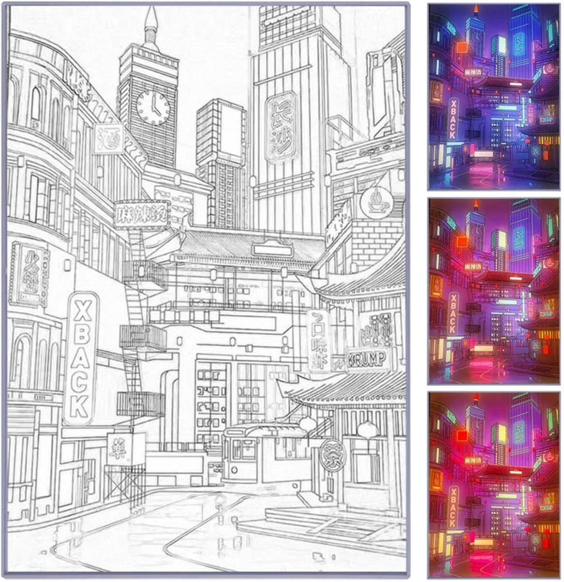 LED Cityscape Canvas Wall Art Night Scene Light Up 30x42cm - Kwikley