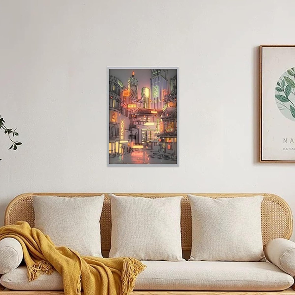 LED Cityscape Canvas Wall Art Night Scene Light Up 30x42cm - Kwikley