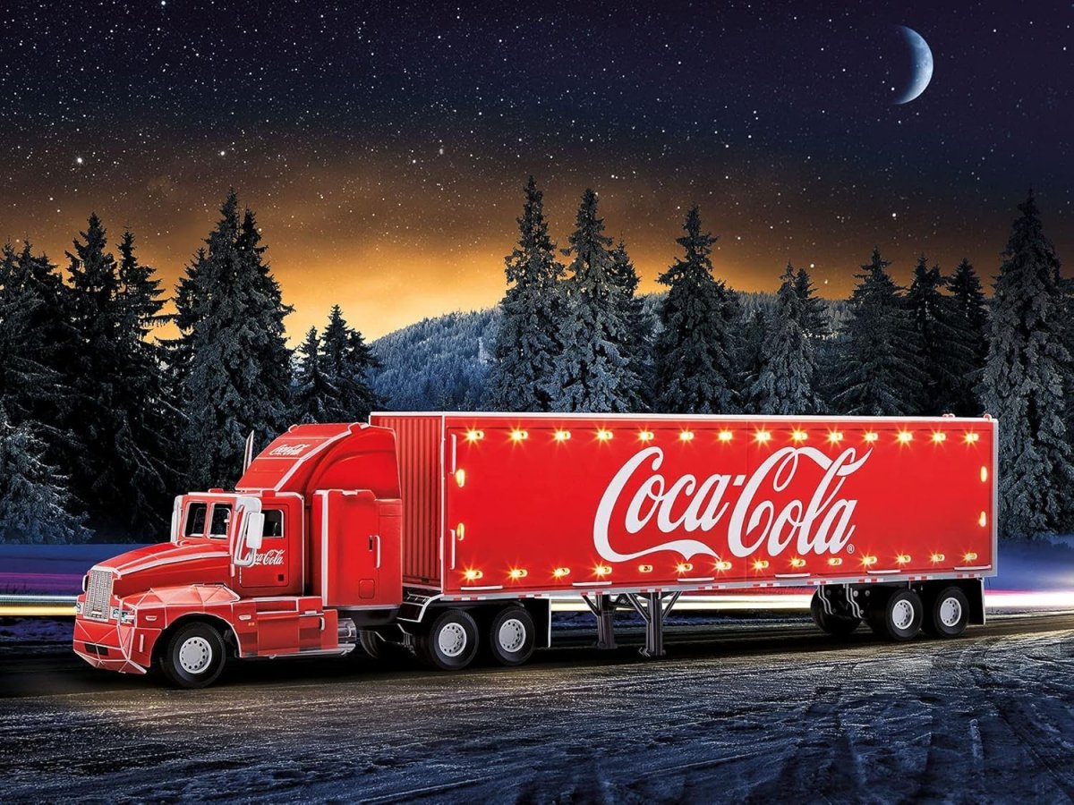 LED Coca Cola Truck 3D Puzzle Christmas Model Kit 168pc Holiday Display - Kwikley