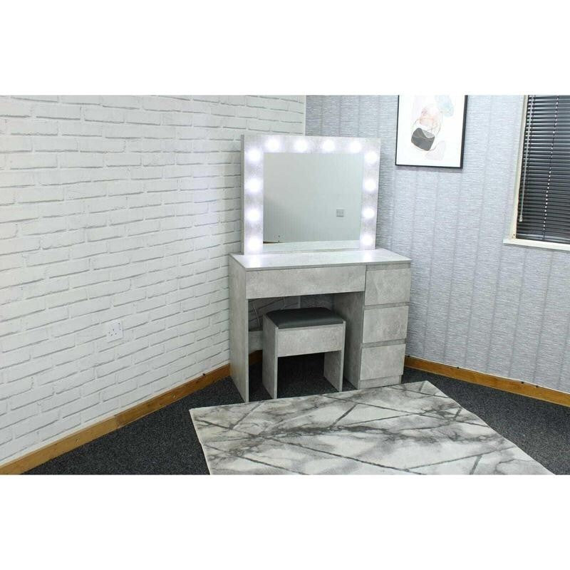 LED Dressing Table with Mirror & Stool Touch Control Makeup Vanity Desk - Kwikley