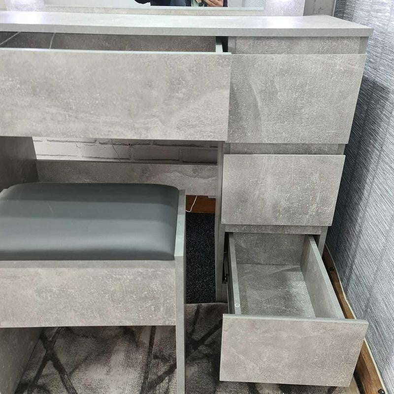 LED Dressing Table with Mirror & Stool Touch Control Makeup Vanity Desk - Kwikley