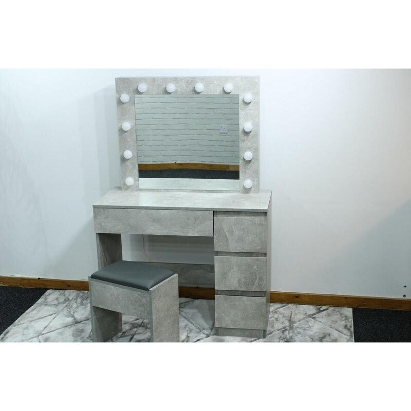 LED Dressing Table with Mirror & Stool Touch Control Makeup Vanity Desk - Kwikley