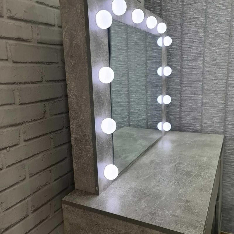 LED Dressing Table with Mirror & Stool Touch Control Makeup Vanity Desk - Kwikley