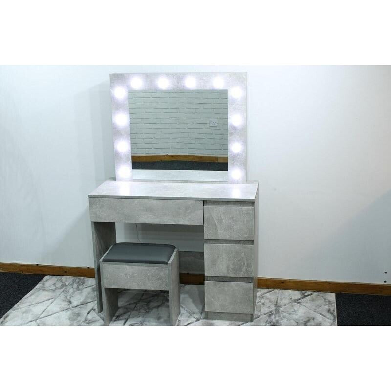LED Dressing Table with Mirror & Stool Touch Control Makeup Vanity Desk - Kwikley