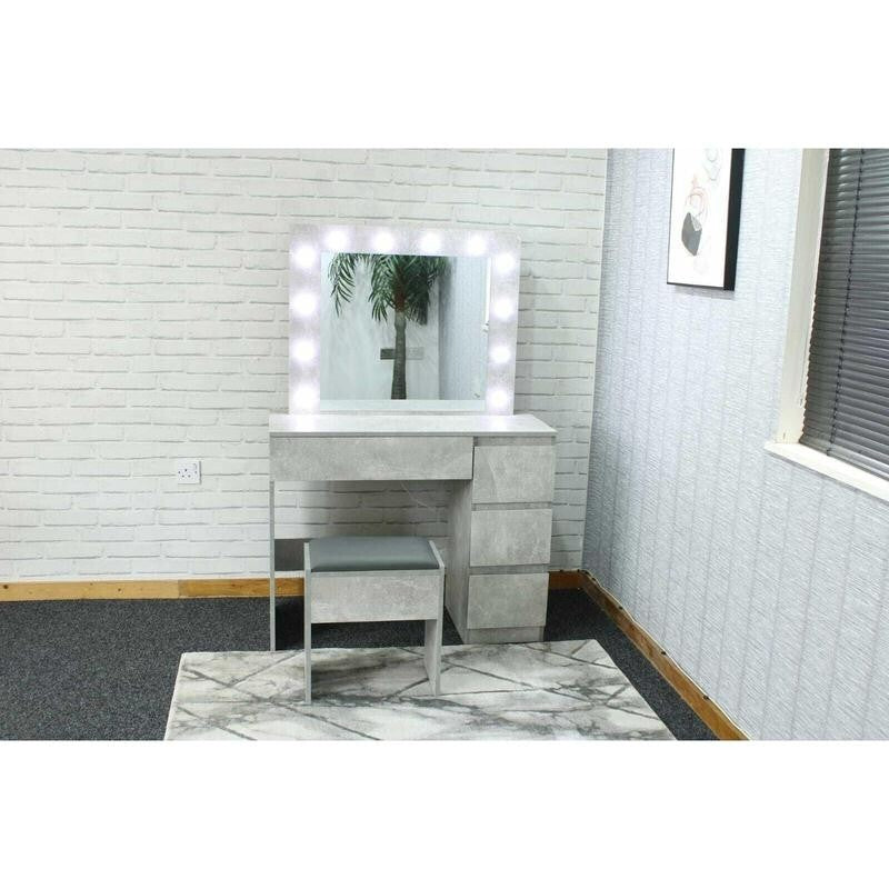 LED Dressing Table with Mirror & Stool Touch Control Makeup Vanity Desk - Kwikley