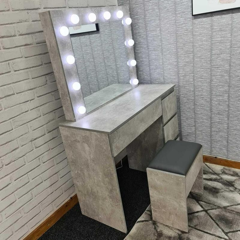 LED Dressing Table with Mirror & Stool Touch Control Makeup Vanity Desk - Kwikley