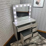 LED Dressing Table with Mirror & Stool Touch Control Makeup Vanity Desk - Kwikley