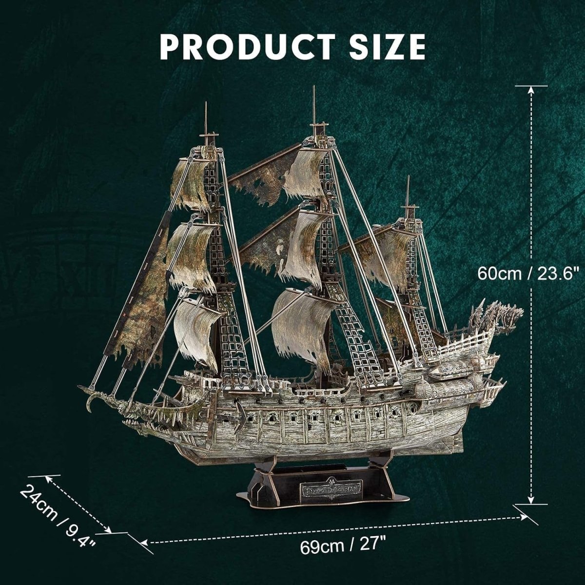 LED Flying Dutchman Ghost Ship 3D Puzzle 360 Piece Pirate Model Kit - Kwikley