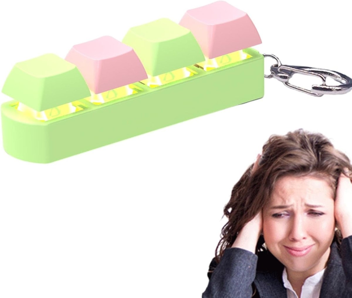 LED Keychain Keyboard Fidget Clicker 4 Button Stress Relief Toy - Kwikley