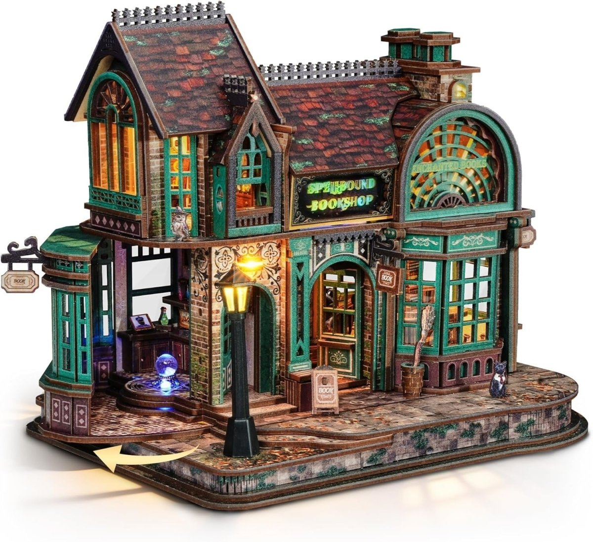 LED Magic Bookstore Book Nook Kit 3D Wooden Puzzle Fantasy Decor - Kwikley