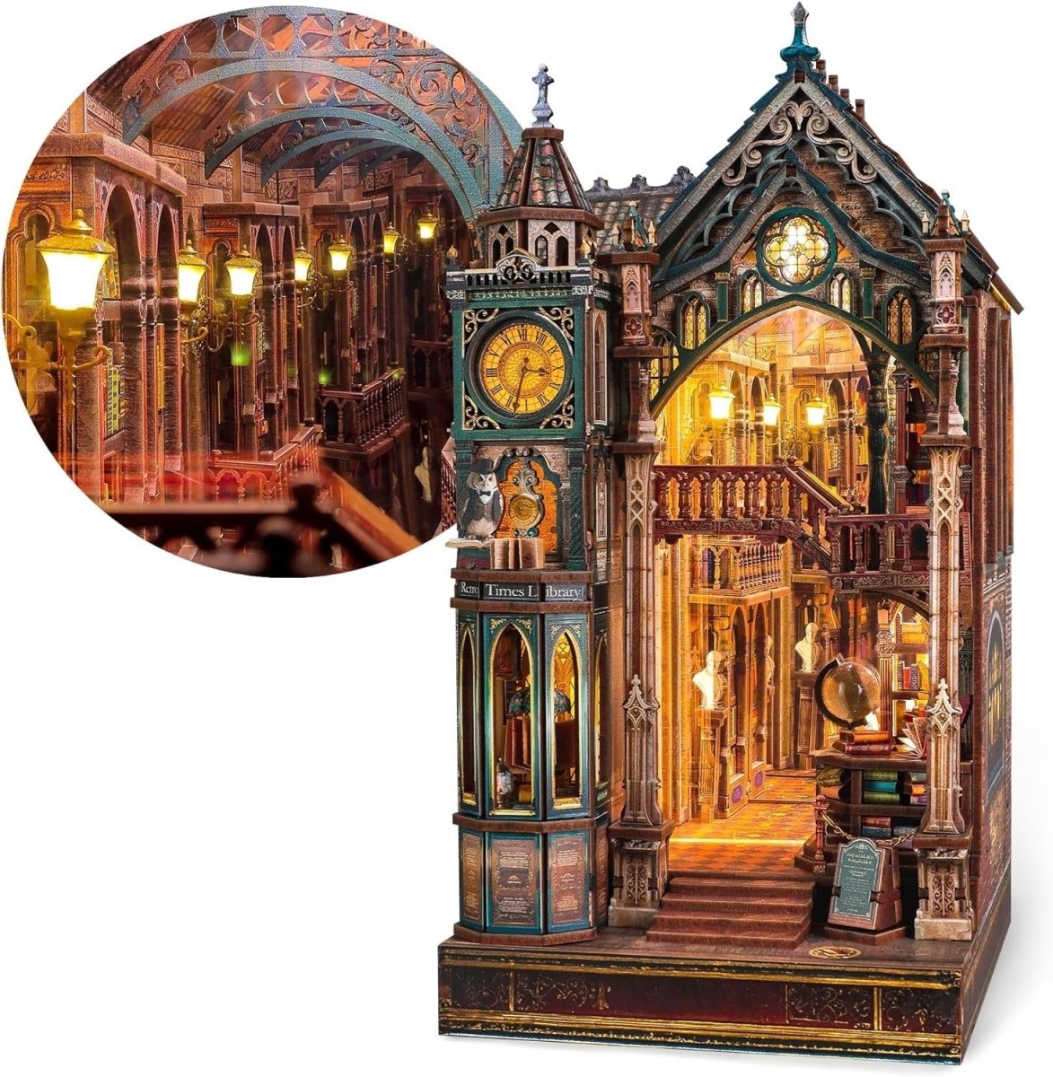 LED Magic Library Book Nook Kit 3D Wooden Puzzle Infinity Mirror - Kwikley